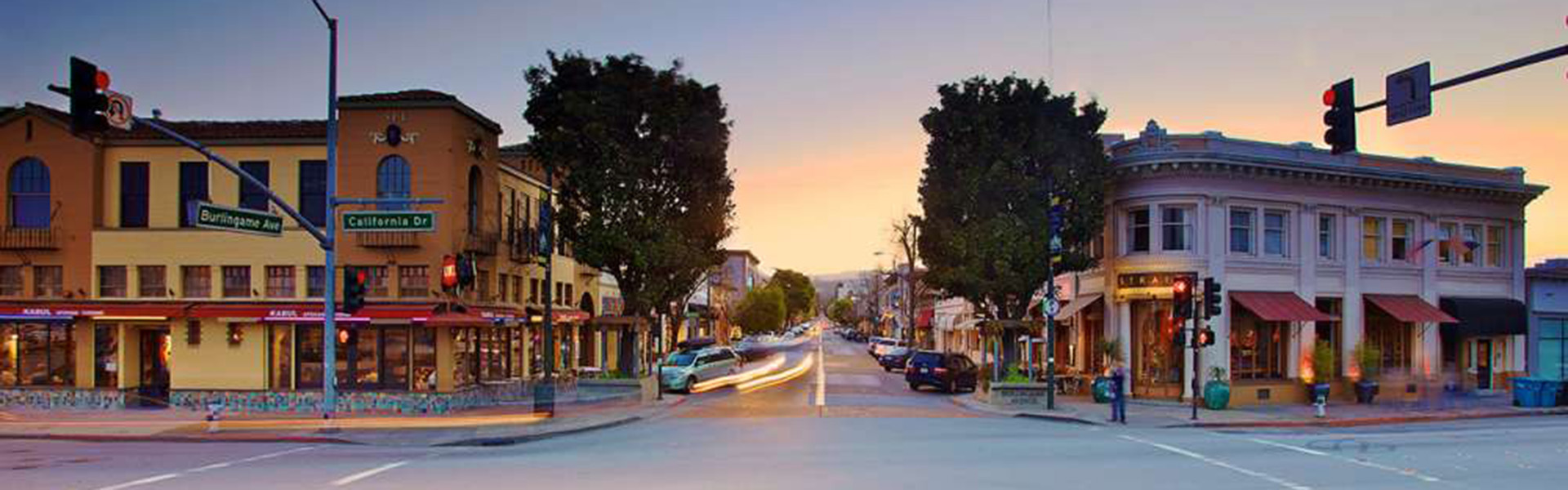 The intersection of Burlingame Ave and California Dr