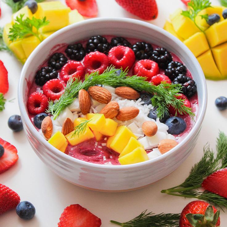 Bowl of healthy fruits and nuts