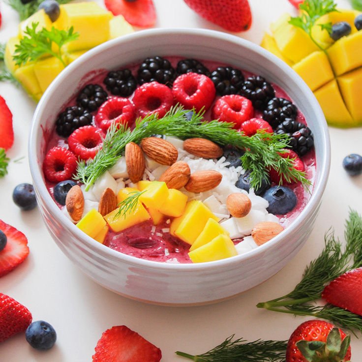 Bowl of healthy food shopping healthy fruits