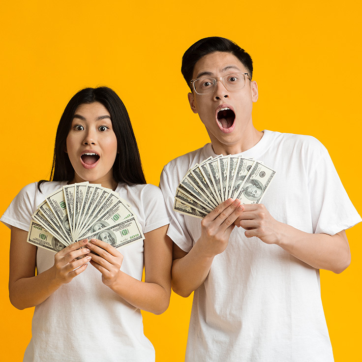 How much save 1 day Asian Couple with Cash