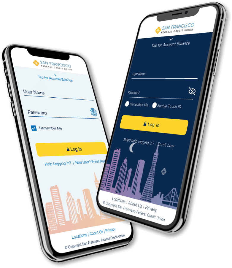 iPhones SFFCU login day night